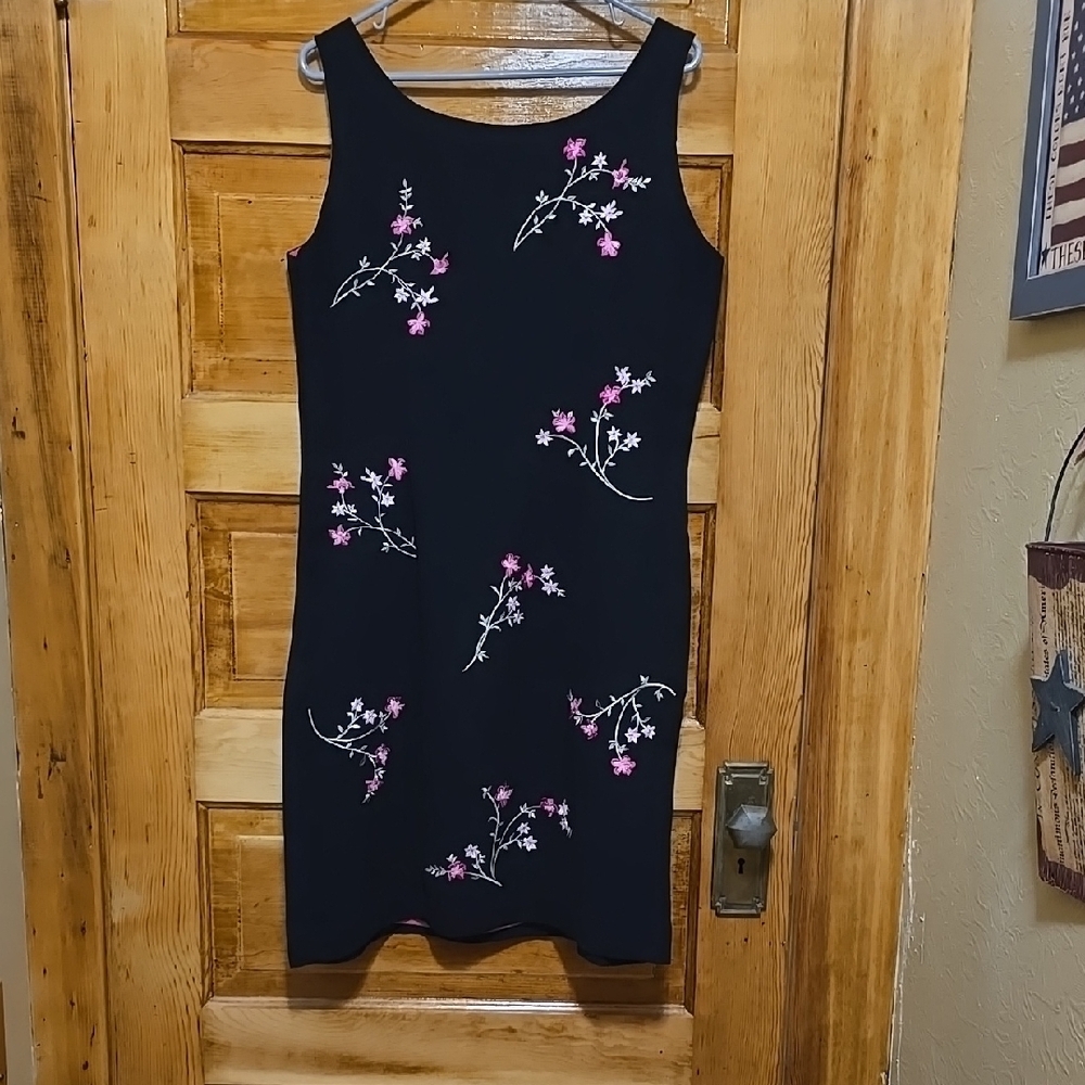Jillian Jones Black Sheath Sleeveless Midi Dress 12 - Picture 4 of 5